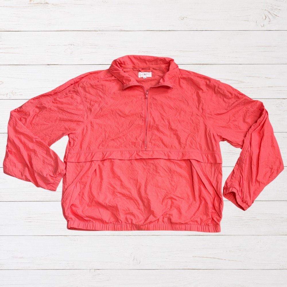 Coral Ripstop Half Zip Windbreaker Pullover Sporty Utility Lou And Grey M
